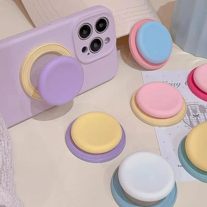 Cute Macaron Silicone Magnetic Phone Stand - Round Grip Holder for iPhone 15, iPad, MagSafe, and Smart Tok