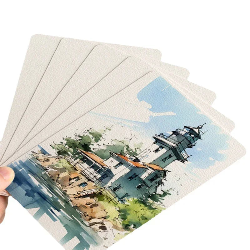Professional Watercolor Paper: 300g 25 Sheets Square/Round Watercolor Postcards for Painting - Ideal School Supplies