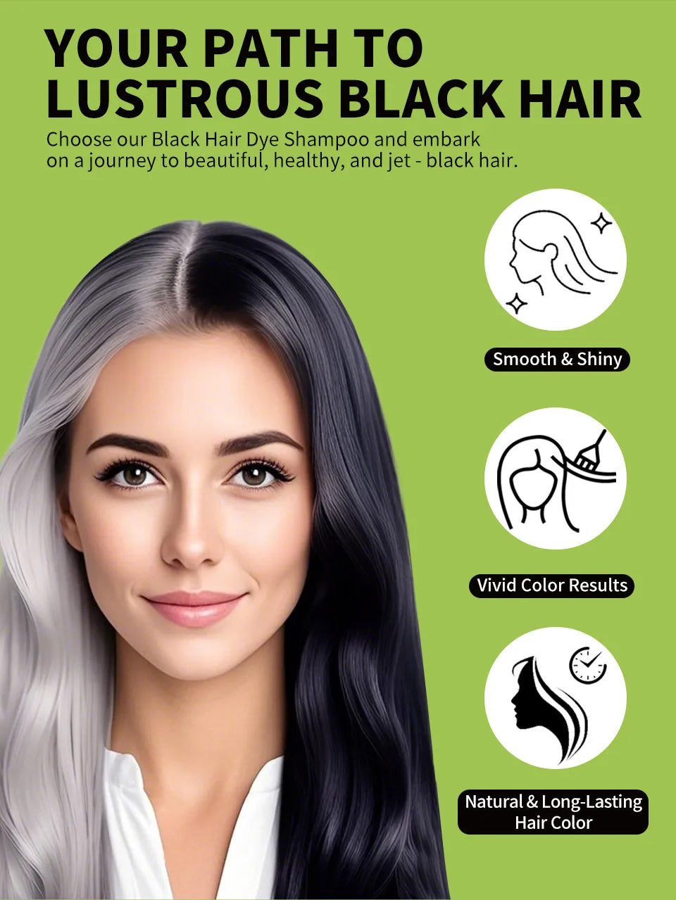 Rosemary Black Hair Dye Shampoo 500ml – DIY Herbal Gray-to-Black Coloring for Women & Men