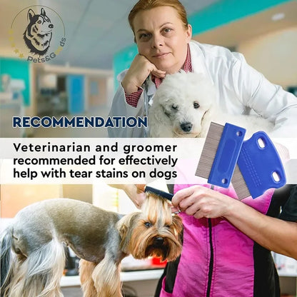 Pet Grooming Comb – Tear Stain & Flea Remover for Dogs & Cats, Gently Clears Mucus, Crust, and Small Lice