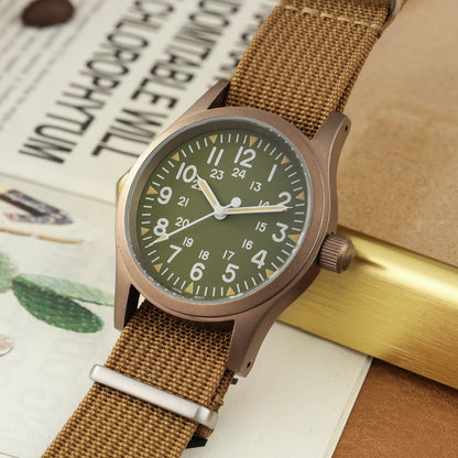 Militado ML05 Vintage Quartz Watch 38mm with VH31 Movement, Domed Sapphire Crystal, AR Coating & Luminous Dial