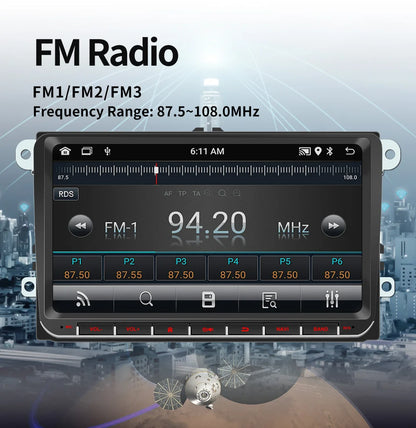 2DIN Android Car Radio for Volkswagen Golf 5/6, Polo, Passat B6/B7, CC, Skoda, Jetta - Multimedia, CarPlay, Wifi & GPS Navigation