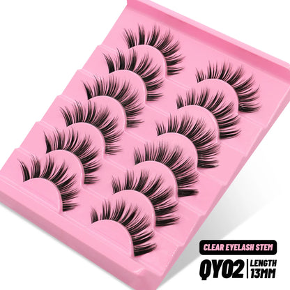 GROINNEYA Cat Eye Lashes – Faux Mink Wispy Winged Fake Eyelashes for Natural Elongated Look