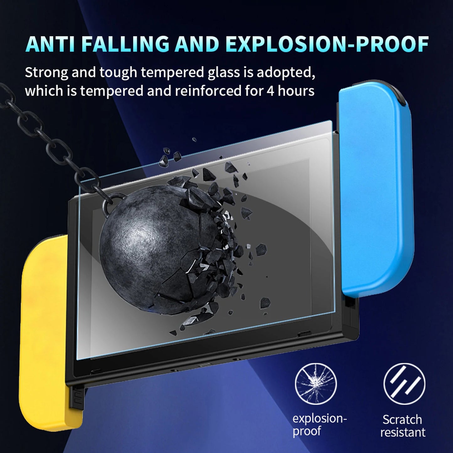 1-4PCS Tempered Glass Screen Protector for Nintendo Switch / Switch OLED / Switch 2 – Anti-Scratch with Auto-Alignment Frame