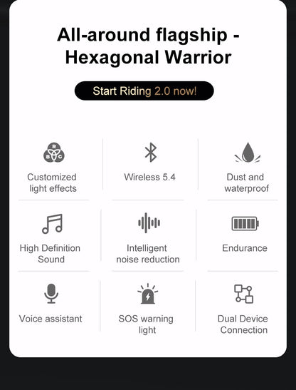 KEBIDUMEI Y21 Motorcycle Helmet Bluetooth Headset — Earphone Music Player with FM Radio & SOS Warning Light