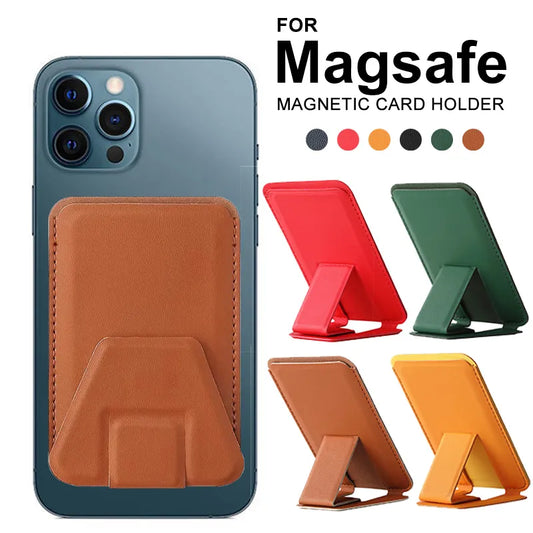 Premium Apple MagSafe Leather Card Holder Wallet Case for iPhone 14 Pro, 13, 12 - Stylish Adsorption Phone Bag Cover