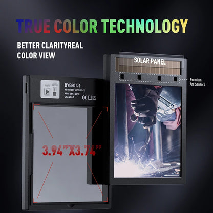 ANDELI Auto Darkening Welding Helmet - Panoramic 180° Large Viewing with Side View - True Color Solar Powered Welding Mask