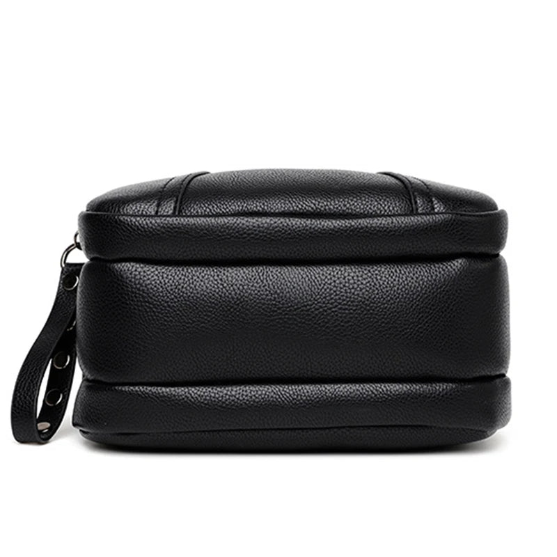 Women’s Solid Color Rivet Zipper Phone Bag – Soft Leather Small Square Shoulder & Crossbody Bag, Fashionable and Simple