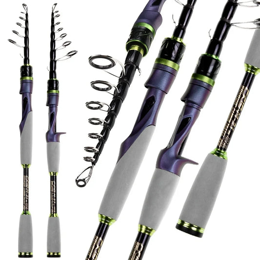 JOSBY Carbon Fiber Telescopic Fishing Rod – Fast Action Light Bait Spinning Travel Rod 1.8M–2.7M