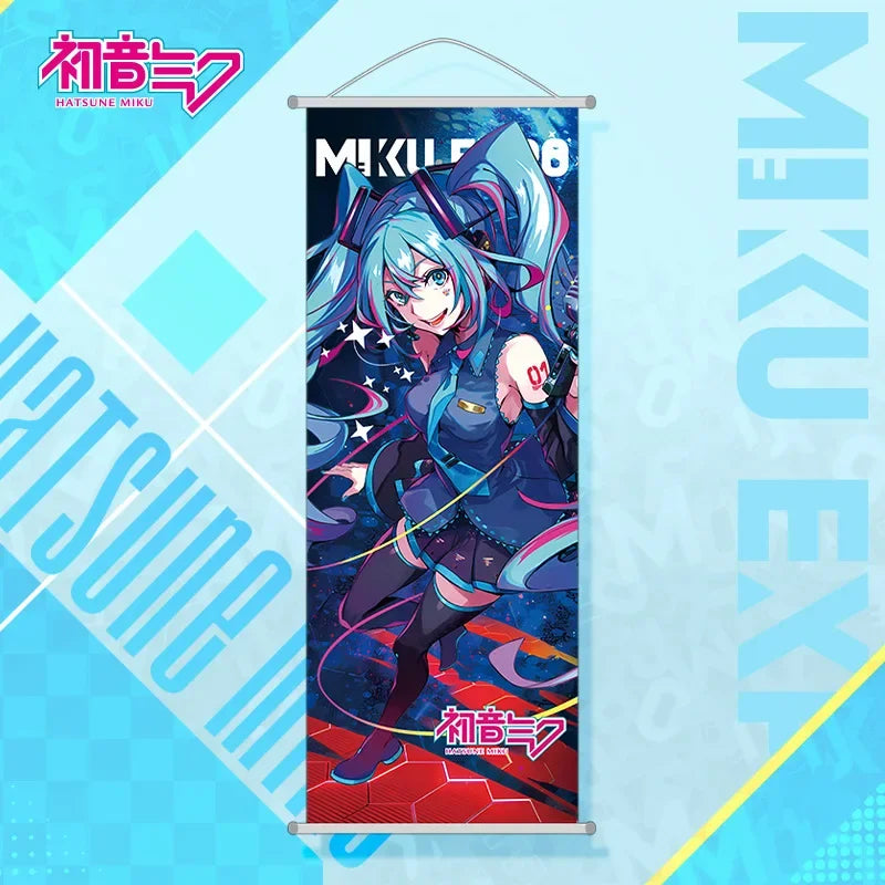 Bandai Hatsune Miku 2D Peach Skin Scroll Poster — Anime Wall Hanging Painting, Peripheral Decoration 25×70cm