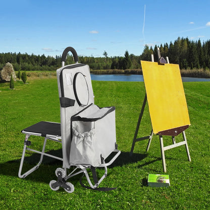 Multifunctional Folding Art Cart — Stair-Climbing Trolley with Storage, Ideal Gift for Art Students & Art Exams