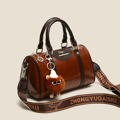 2025 High-End Retro Women’s Handbag – Versatile Autumn/Winter Handheld & Crossbody Light Luxury Bowling Bag