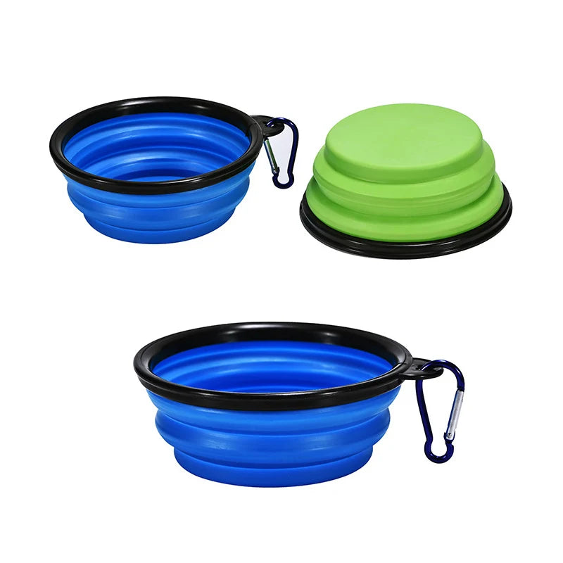 350ml Folding Pet Silicone Dog Bowl with Carabiner - Portable Outdoor Camping Travel Dish for Food and Water, Cat and Dog Supplies