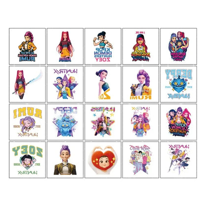 20PCS K-Pop Demon Hunters Temporary Tattoo Stickers – Cute Waterproof Cartoon Party & Christmas Gift