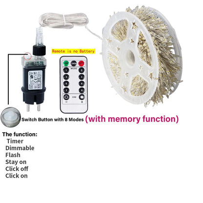 Cluster Firecracker String Lights – 6M-50M LED Fairy Lights for Christmas Tree, Wedding, Party & New Year Decoration