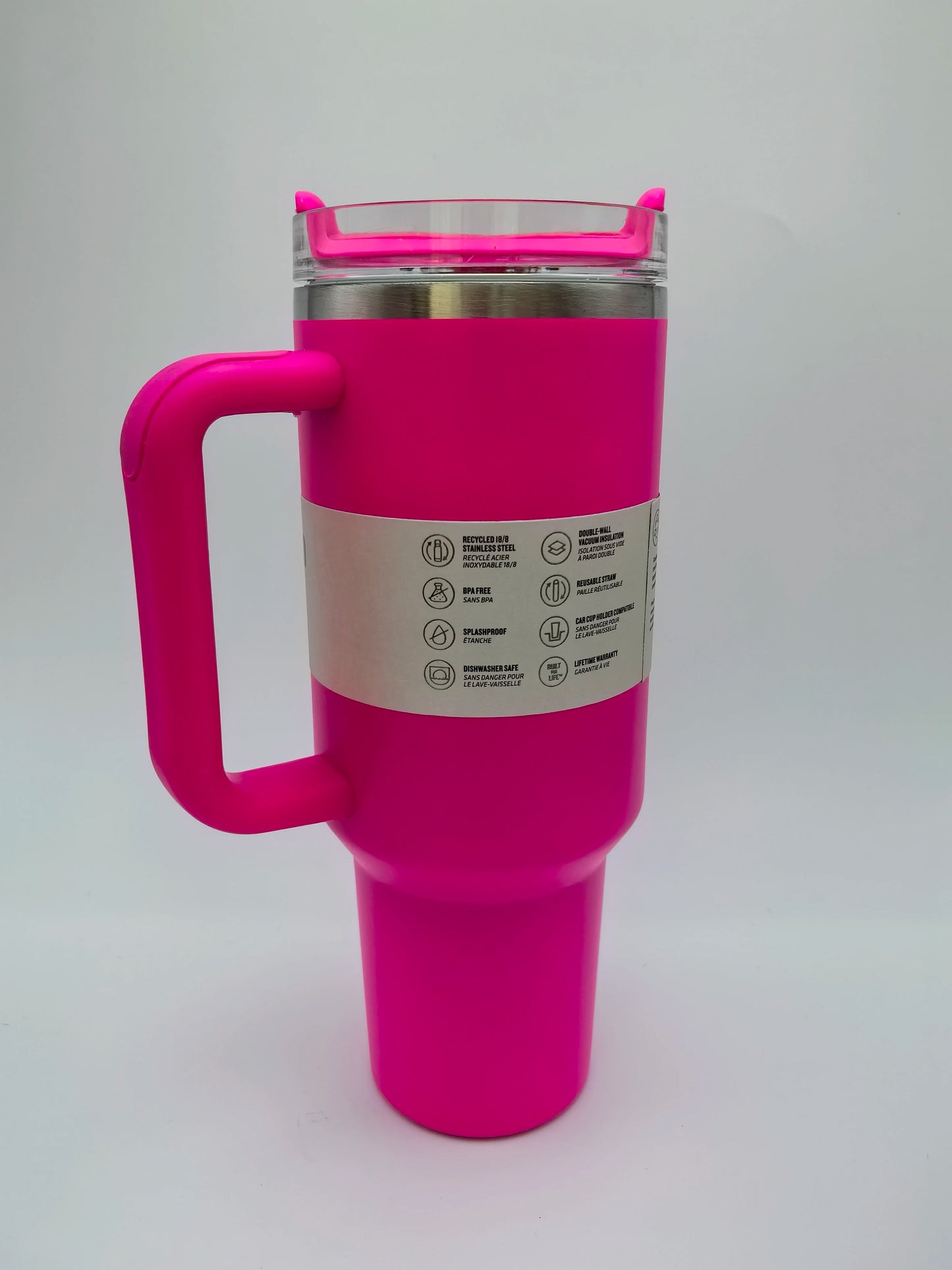 40oz Insulated Stainless Steel Tumbler — Travel Cup with Handle, Straw & Cup Holder, BPA-Free