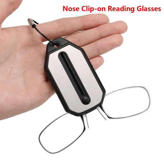Clip-On Nose Reading Glasses – Ultralight Folding Mini Keychain for Men & Women +1.0 to +4.0