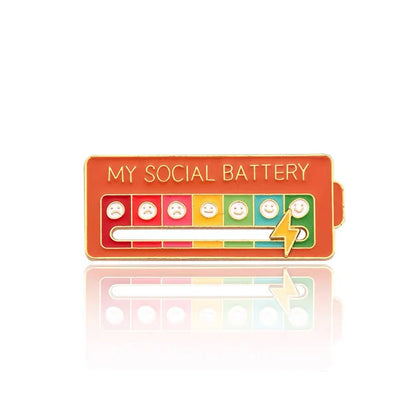 Mood Conversion Energy Brooch – My Social Battery Expression Pin for Men & Women, Clothing Badge