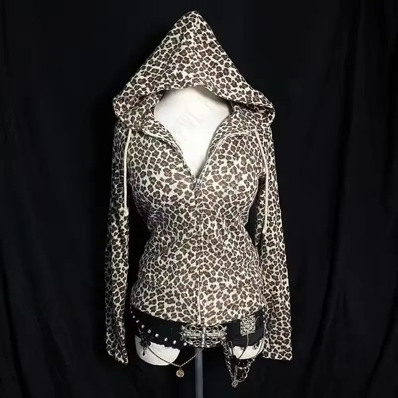 Streetwear Y2K Zip-Up Hoodie – Oversized Grunge Goth Graphic Print Retro Punk Hip Hop Sweatshirt