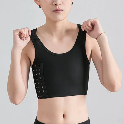 Women's Breathable Chest Binder: Side-Buckle Short Vest - Wireless Underwear Tank Top for Comfortable Chest Wrap