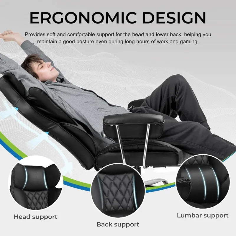 Ergonomic Gaming & Office Chair – Wide Desk Chair with Pocket Spring Lumbar Support