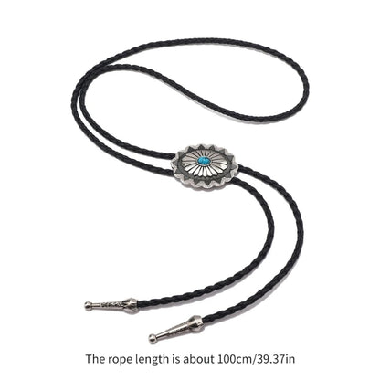 Adjustable Bolo Tie – Western Cowboy Necktie for Teens, Men & Women, Punk Shirt with Alloy Turquoise Buckle Pendant