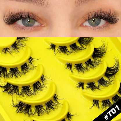 GROINNEYA Half Cat Eye Lashes – Soft Natural Clear Band, Faux Mink Wispy Lashes for Natural Makeup Look