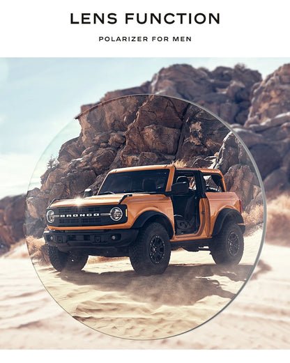 CAPONI Square Photochromic Polarized Sunglasses for Men - Rimless, Classic Design, UV400 Protection Eyewear (BS7467)