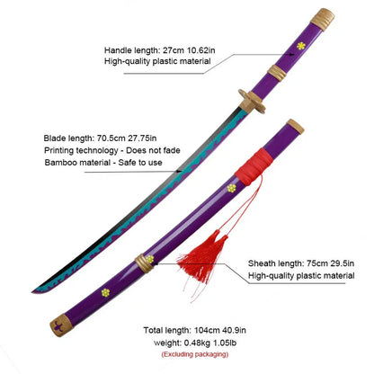 1:1 Roronoa Zoro Katana Wooden Toy Swords – Wado Ichimonji, Shusui, Enma Anime Cosplay Props & Collectible Weapons
