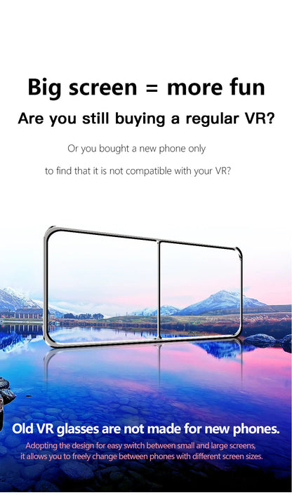 3D VR Headset – Virtual Reality Smart Glasses Helmet for Smartphones with Controllers and 7-Inch Lenses