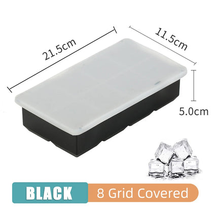 Silicone Ice Cube Maker with Lid - 4/6/8/15 Grid Ice Tray for Bar & Household Use, Ice Ball & Cube Mold