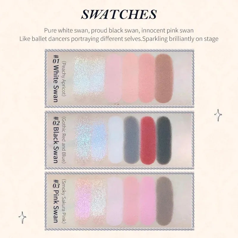 Flower Knows Moonlight Mermaid Eyeshadow Palette – 5-Color Matte, Shimmer & Glitter Waterproof Eye Shadow