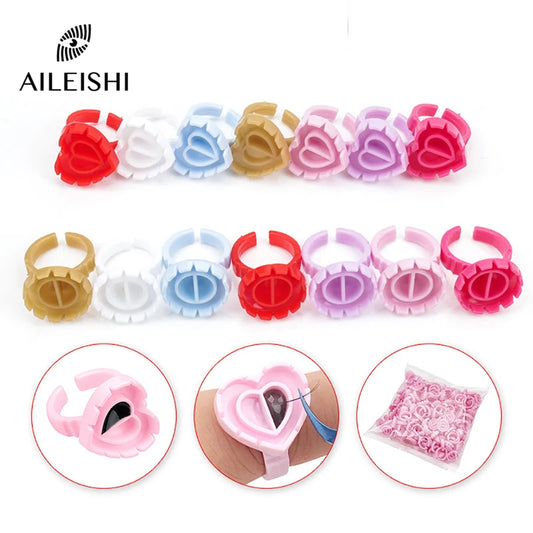 AILEISHI 100PCS Disposable Eyelash Glue Cup Rings – Lash Extension Pigment Holder Tattoo Makeup Tools
