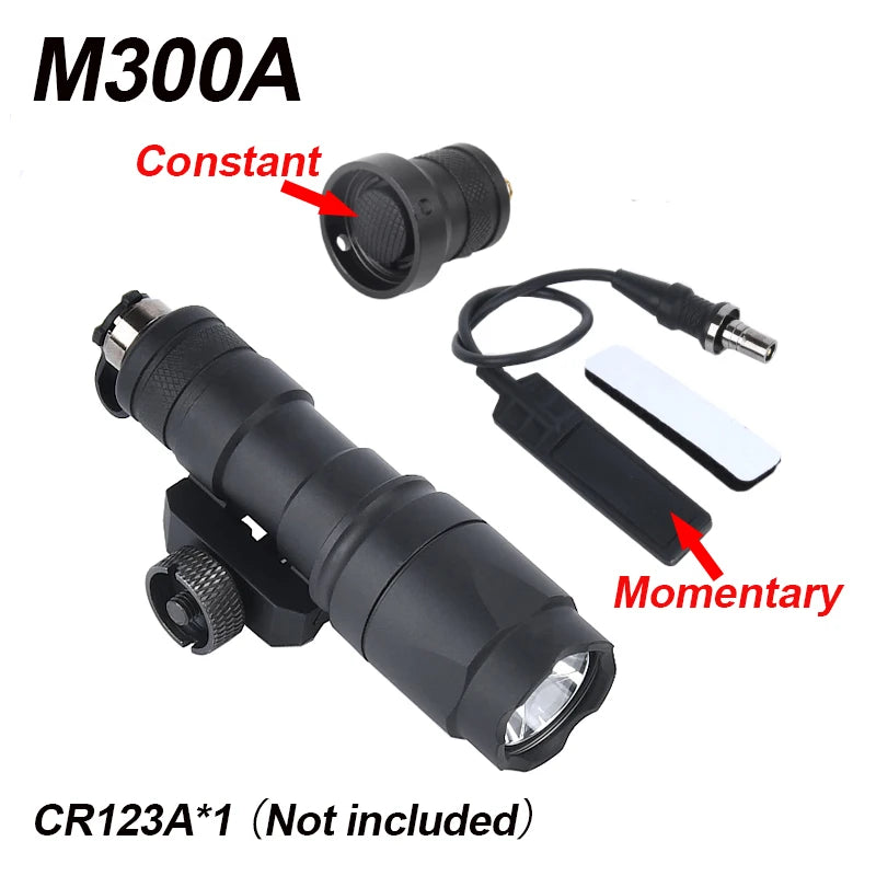 WADSN Airsoft M600C/M600/M300 Tactical Scout Light – AR15 Rifle LED Flashlight, Hunting Spotlight, 20mm Rail Mount