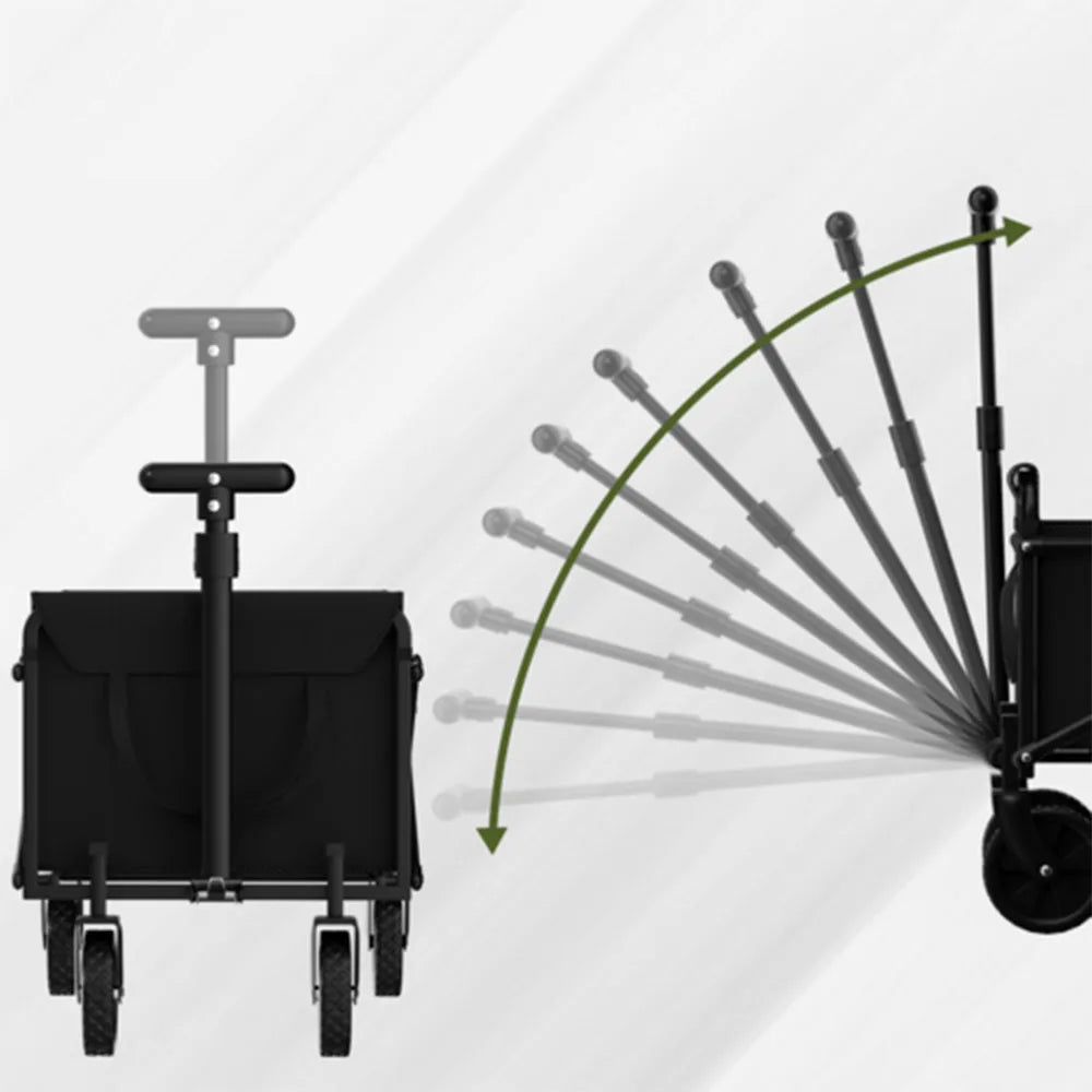 Black Folding Handcart — Small Portable Outdoor Garden Utility Wagon for Shopping, Picnic & Beach