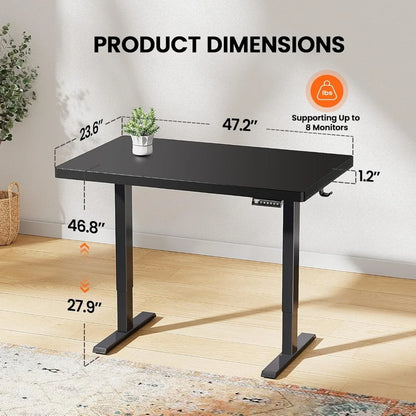 48x24 Inch Electric Standing Desk – Thick Adjustable Desk with 4 Height Memory, Sit-Stand Desk & Cable Management