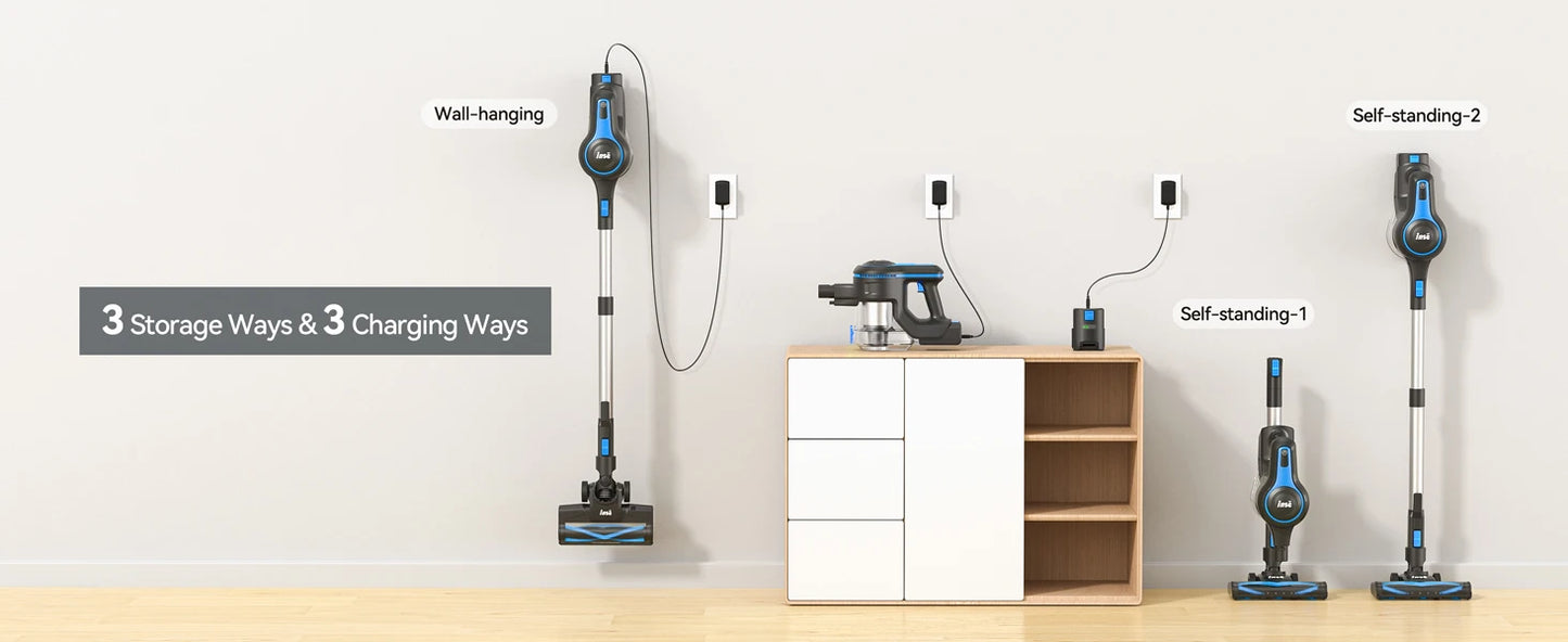 INSE Cordless Vacuum Cleaner - 6 in 1, 20Kpa Suction, Lightweight Stick Vacuum with 2200mAh Rechargeable Battery for Home Cleaning