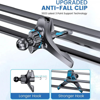 17mm Ball-Head Car Air Vent Clip — Universal Air Outlet Phone Holder Hook Clamp for Mobile & GPS