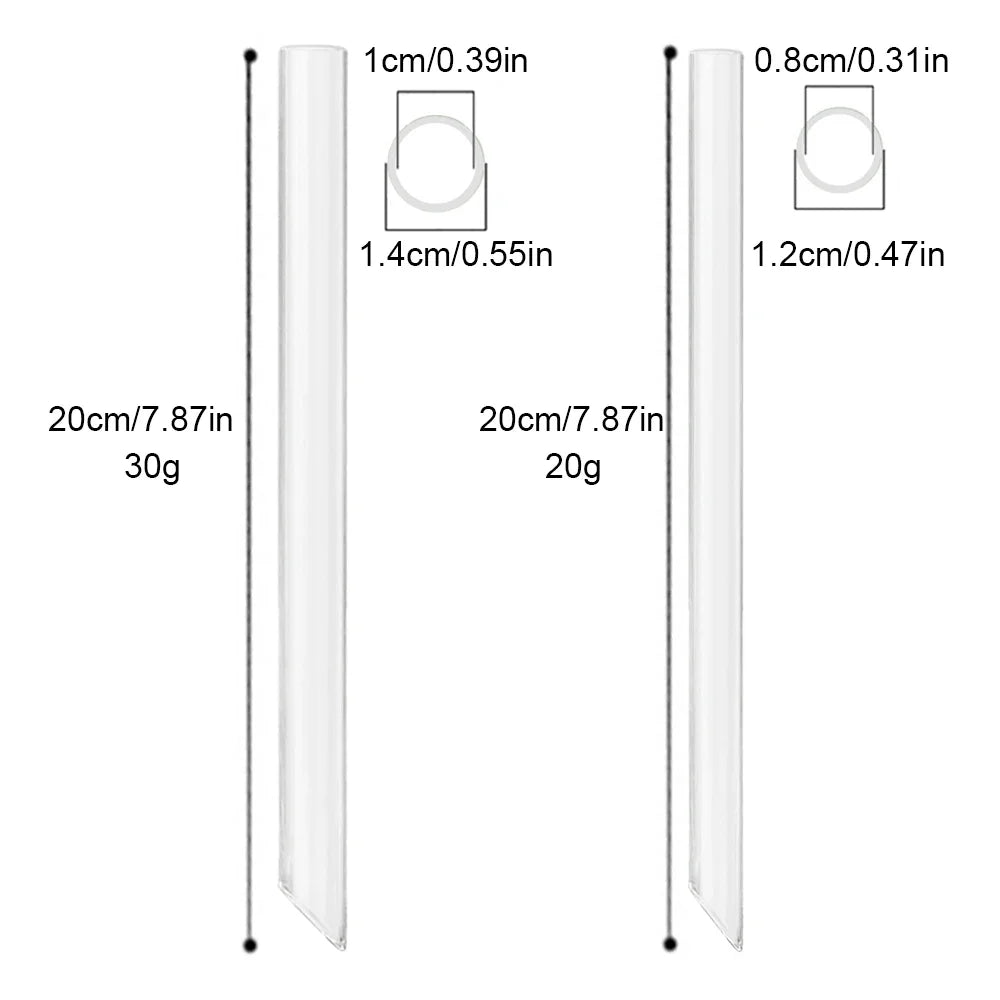 12/14mm Reusable Glass Drinking Straws — High Borosilicate, Straight Straws for Boba, Bubble Tea, Milkshakes, Smoothies, Fruit Cocktails, Bar Use