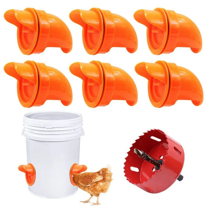 Automatic Gravity Chicken Feeder – DIY Rainproof Poultry Feeder with Food Hole Opener Tool to Reduce Spillage for Chickens & Ducks
