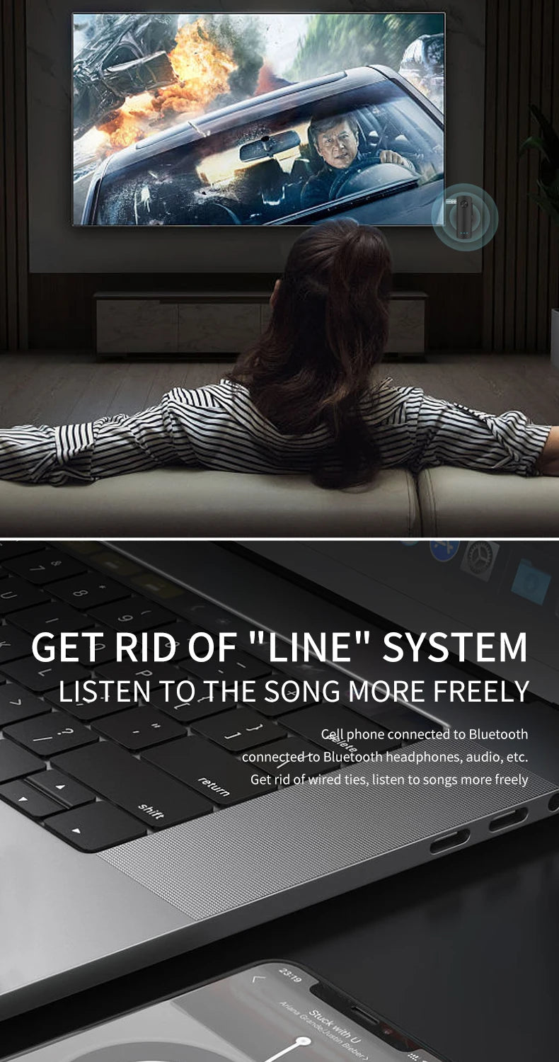 2 in 1 Bluetooth 5.4 Audio Receiver & Transmitter – HiFi Stereo Wireless Adapter with Mic & 3.5mm AUX for Car, Airplane, TV, PC, Speaker