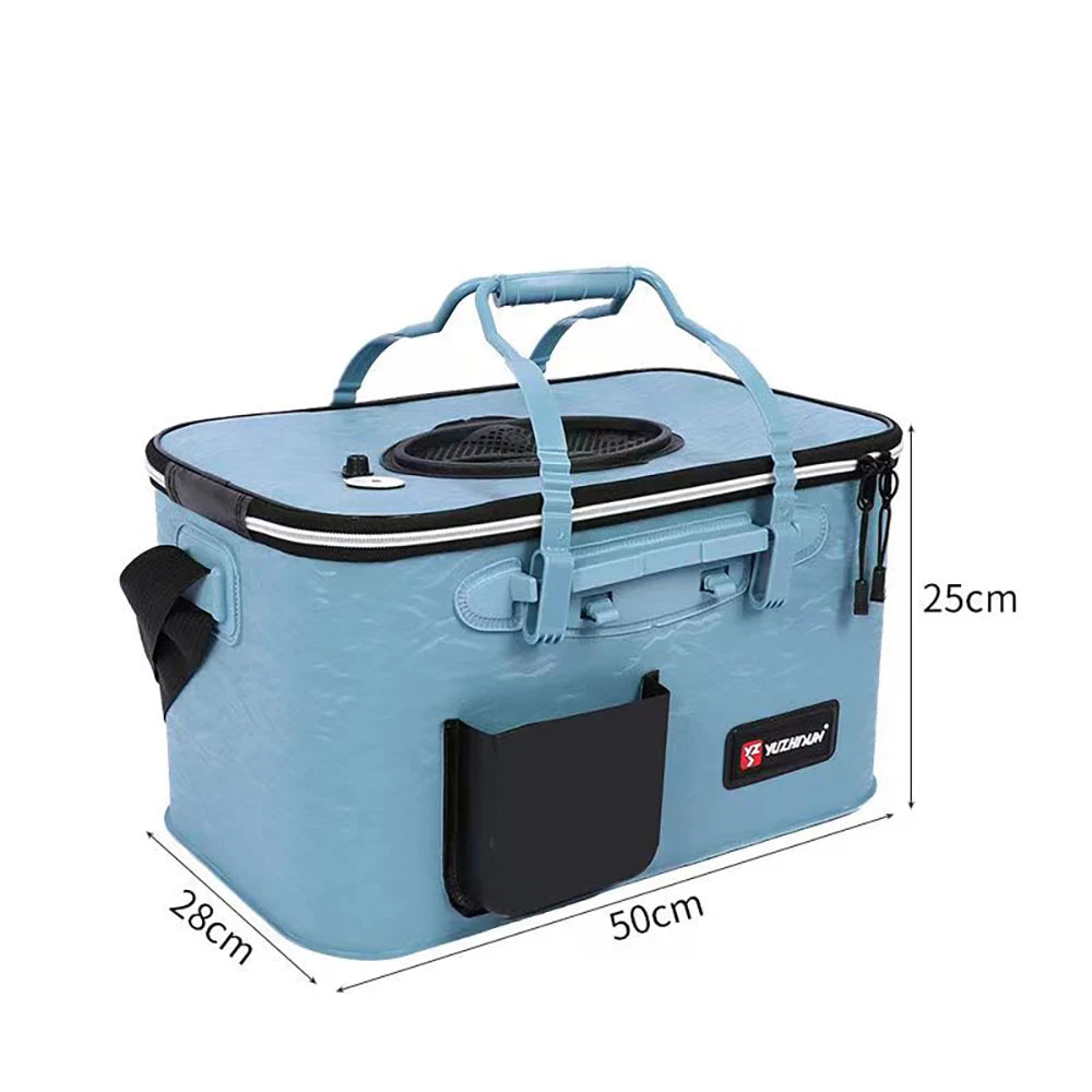 Multifunction Fishing Bucket with Oxygen Pump – Portable Tackle Box & Live Fish Storage Barrel for Camping & Outdoor