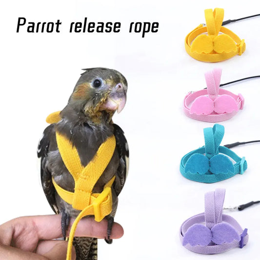 Adjustable Parrot Bird Harness Leash Set: Anti-Bite Training Gear for Outdoor Flying - Cockatiel and Small Birds Supplies