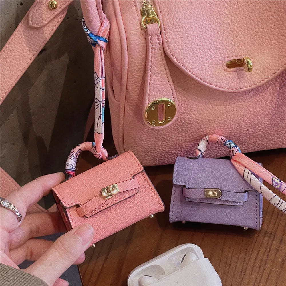 Elevate Your Style: Luxury Handbag Leather Earphone Cases for AirPods 1 2 3 Pro 2 - Wireless Bluetooth Headset Bag with Protective Cover and Lanyard