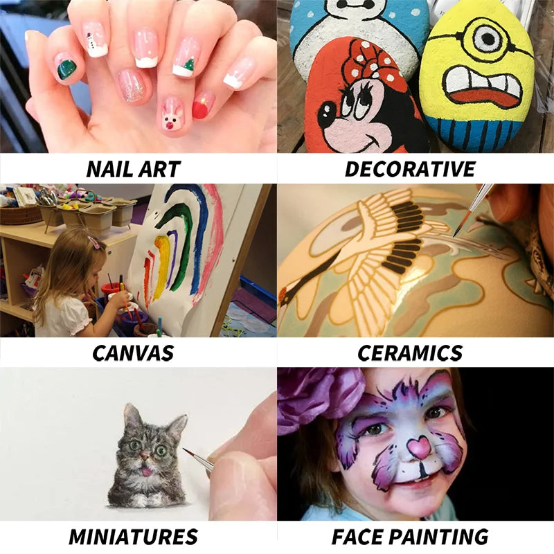 15 Pcs Miniature Painting Brush Set: Nylon Hair Multi-Shape Pen Heads for Gouache, Watercolor, Oil Paint - Artists Hand-Painted Brushes