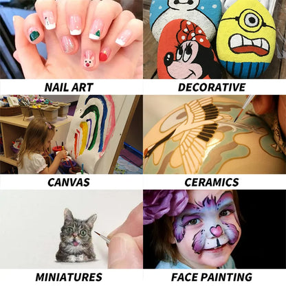 15 Pcs Miniature Painting Brush Set: Nylon Hair Multi-Shape Pen Heads for Gouache, Watercolor, Oil Paint - Artists Hand-Painted Brushes