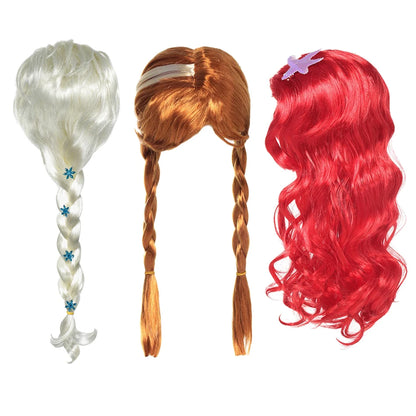 Children's Princess Wigs - Frozen Elsa Anna Cosplay Accessories for Girls, Ariel Jasmine Barbie Halloween Costume
