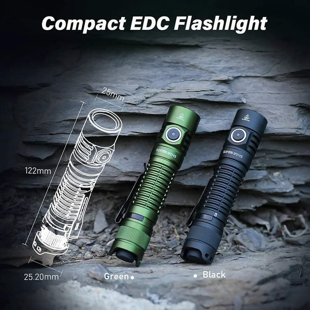 Sofirn SP31 V3.0 Tactical LED Flashlight — 2000LM SST40/519A USB-C Rechargeable 18650 Torch with Dual Switch