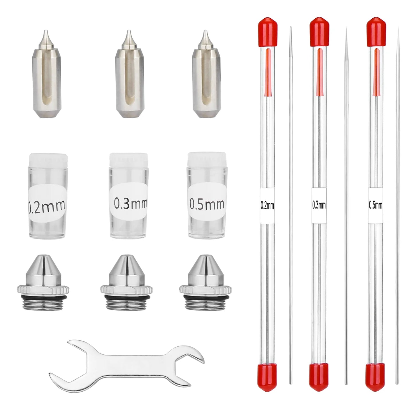 0.2mm/0.3mm/0.5mm Airbrush Nozzle & Needle Replacement Parts for NCT-SJ83 Airbrush