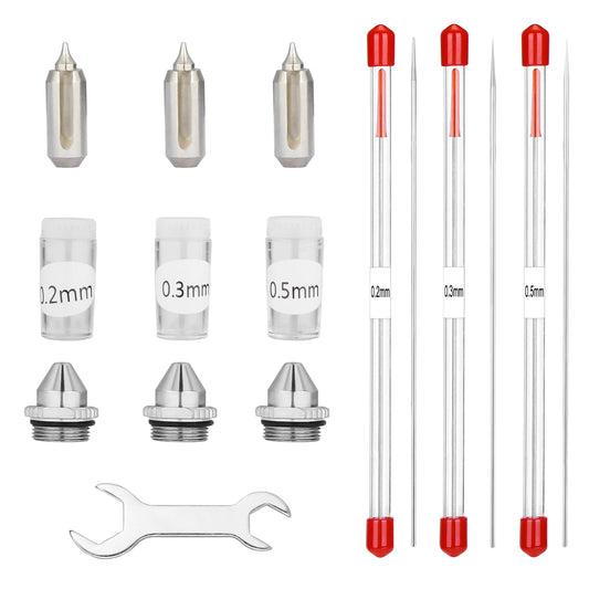 0.2mm/0.3mm/0.5mm Airbrush Nozzle & Needle Replacement Parts for NCT-SJ83 Airbrush